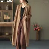 Delle donne Trench e Impermeabili Cappotti delle Donne NINI WONDERLAND 2022 Primavera Lino Cappotto Delle Donne Allentato Manica Lunga Cardigan Magliette e camicette Autunno Singolo Bottone casual