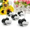 50PCS Wedding Party Table Decorations Mr. & Mrs. Heart Design Place Card Holder Solid Resin Black and White Name Card Holders