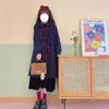 Lã feminina primavera japão estilo casaco quente e quente mulheres longa roupa de roupa longa menina doce lanterna lanterna arco de arco de trespassado de mistura de blends