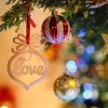 Christmas Wooden Tree Ornament Hanging tags Letter Wood Church Heart Bubble Pattern Hollow Pendant Merry Xmas Tree Decoration