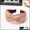 Bandeaux St Weaving Lady Bandeau Hemming Fashion Head Hoop Lafite Grass Accessoires de cheveux pour femmes Mticolor 6MS J2B Drop Delivery 2 Dhidr