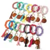 Gland Porte-clés Bois Perle Bracelet Bijoux Perle Couleur Bracelet Bois Chip Fringe Bracelets Bracelet Porte-clés Pendentif Sac Accessoires GWB15796