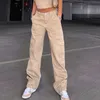 Women's Pants Capris Women Y2K Cargo Pants Khaki Loose Streetwear Vintage Low Waist Casual Straight Trousers Sexy Retro Loose Pockets Baggy Pants T220926