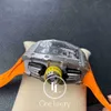 Montre mécanique de luxe pour homme Original 011 Rm11-03 Chronographe Flyback Boîtier en titane sur bracelet en caoutchouc orange Mouvement suisse Montres-bracelets LBZY