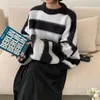 Womens Sweaters Womens Clothing Korean Stripe Knitting Sweater Round Neck Long Sleeves Vintage Casual Fashion Baggy Ladies Tops Autumn 220923