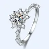 Cluster Rings Real Moissanite Sun Flower Ring 1 Diamond Lotus Women Fancy Wedding Bridal Silver Sterling Jewelry Include Box