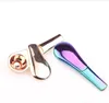 Zinc alloy spoon Smoking pipe metal soup spoon pipe smoke iron pipe dazzling ice blue pipes gift box Bubbler