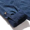 Men's Casual Shirts Sauce Zhan Mens Stripe Jacquard Sashiko Distressed Long Sleeve Denim Shirt Autumn Cotton For Men 8 Oz