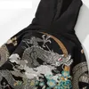 Streetwear Hoodie Hip Hop Sweatshirt Streetwear Embroidered Dragon Hooded 2022 Mens Harajuku Cotton Pullover Black