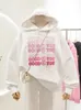 Damen Hoodies Sweatshirts Leter Print Hoodies Frauen Übergroße Langarm Pullover Sweatshirt Harajuku Herbst und Winter Rundhalsausschnitt Rosa Top Y2K Damen 220926