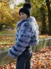 Pelliccia da donna finta 213 colletto alla coreana vero cappotto da donna corto invernale cappotti raccolti Casaco Masculino giacca Raccoon Dog 220926