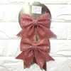 2 stks/set Strik Kerstversiering Bling Glitter Kerstboom Ornamenten Decor voor Thuis Winkel