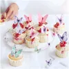 Diğer Festival Parti Malzemeleri Butterfly Cupcake Toppers Kek Süslemeleri Doğum Günü Düğün Duvar Deco İnekler için Karışık Renk 500mg Ampqp