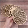 Mats Pads Flower Of Life Shape Wooden Wall Sign Laser Cut Wood Art Diy Craft Making Slice Base Geometry Ornament Home Decor Drop Del Dhoy4