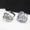 Pattern Hollow Earrings With Diamond Camellia Shining S925 Sterling Silver Fashion Luxury Platinum Brand Jewelry 2022 LOVE258L
