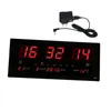 Wall Clocks Extra Big Screen LED Office Clock 24H Calendar -Time - Days Week Year Temperature Meter Projection US