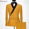 Combinaison masculine Blazers Luxury Formal Wedding Black Men Suit set Slim Fit Grooms Pantan Groom Tuxedo White Designs Châle brillant Pantalon Blazer 2PCS 220927