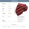 Bow Ties 2022 Brand Classic Red Striped 8CM Wide For Men Business Suit Work Necktie Male High Quality Fashion Formal Neck Tie