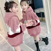 Hoodies de bebê solto azul rosa inverno roupas quentes meninas suéter crianças mais veludo adolescentes de veludo adolescentes tops engross filhos fofos natal 20220927 e3