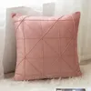 Solid Color Velvet Pillow Case Blue Pink Plaid Geometric 45x45 Cushion Cover Home Decorative Pillowcase Sofa Throw Pillows Covers BH7622 TQQ