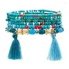 Charm Bracelets 2022 Fashion Vintage Ethnic Multilayer Big Beads Boho Statement Flower Bangles For Women Jewelry