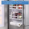 Hooks Magnetic Refrigerator Shelf Magnet Kitchen Organizer Wall-mounted Multi-function Rack Microwave Oven Paper Towel Holder