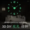 Horloges murales 3D bricolage horloge acrylique miroir autocollants lumineux grand salon Quartz aiguille décoration De la maison Reloj De Par