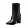 Boots Women Tornozelo Sexy Saltos grossos apontados para as mulheres de inverno moda moda ocidental cowboy preto marrom marrom