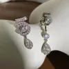 Baumeln Kronleuchter Reine Marke 925 Sterling Silber Schmuck Für Frauen Wasser Tropfen Ohrringe Nummer 5 Stud Kristall Diamant Eardrop Geschenk