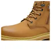Men's Autumn 2022 new rhubarb boots Men's leather thick soled wear-resistant winter high helper Martin Shoes