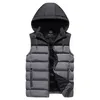 Gilet da uomo Giacca invernale impermeabile caldo senza maniche moda con cappuccio casual più ispessimento in velluto 220926