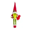 クリスマスの装飾フェイスのない緑の髪の奇妙な老人人形gnome窓ギフトc64