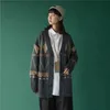 Männer Pullover Strickjacke Retro Japanische V-ausschnitt Diamant Kontrast Farbe Jacquard Linie Casual Lose Top Trendy Herbst 220927