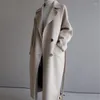 Lã feminina 2022 Autumn Winter Women Woolen Coat Grande Tamanho Laro Casacos soltos Cashmere Longa Longa sobretudo f082