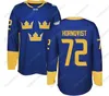 GLA MIT 2016 ￉quipe de la Coupe du monde Sweden Hockey Jerseys Lehner Kronwall Hagelin Karlsson Hornqvist Zetterberg Sooerberg Sedin World Cup Hockey Jersey