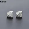 Silver Plated Cubic Zircon Triangle Shape Stud Earrings Design For Women Elegant CZ Small Iced Out Stud Earring Party Gift231t