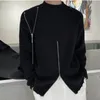 Men's Sweaters European Style Metal Chain Decoration Thick Needle Heren Fall Winter Black White Zipper Pull Homme Knitted Men 220927