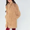 Женское пальто из искусственного меха, зимнее женское пальто из искусственного меха высокого качества, толстая теплая свободная длинная куртка, парка, женский однотонный плюшевый кардиган, пальто, верхняя одежда # 40 220926