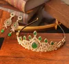 Headpieces Water Drop Green Red Rhinestone Bridal Crown Morocco Trendy Luxury Gold Headdress Arabic Wedding Gifts For Women