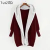 Womens Jackets Volemo Women Winter Tops Long Teddy Jacket Warm Thick Fleece Faux Fur Coat Plush Woman 220926