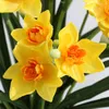 Simulazione di fiori decorativi Narciso a più teste Decorazione domestica Ornamenti di piante artificiali Decorazioni finte in vaso Giallo minuscolo