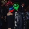 Maschera per il viso luminosa bicolore Decorazioni di Halloween Glow cosplay coser maschere PVC Luci a ledning da donna costumi per decorazioni per la casa per feste