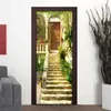 Sfondi Giardino Vista Mare 3D Murale Carta da parati in PVC Adesivo per porta Soggiorno Camera da letto Decorazione domestica impermeabile Affresco moderno