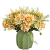 Bir sahte çiçekler hidrangea buttercup 5 simülasyon başına Simülasyon Ayçiçeği Yeşil Yaprak Düğün Centerpieces için