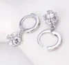 925 sterling silver Jewelry cubic zirconia fashion woman earrings flowers round hollow retro earrings