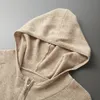 Men S TRACKSUITS 100 Cashmere Suit Men Hooded Zipper Cardigan 22Autumn Winter Sticked Two Piece High midjebyxor Fashion Solid Color Sweater 220926