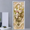 Fonds d'écran Européen Marbre Motif Vase DIY Porte Autocollant Salon Chambre Décoration Art Mural PVC Étanche Papier Peint Fresque