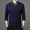 Męskie swetry jesienne zima moda v szyja men swobodny silm dzianie pullover mens patchwork Sweter Tops m 4xl 220927