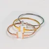 Pulsera mujer New Luxury quality charm bangle Fashion women Jewelry Stainless Steel open cuff double T bracelet gold silver rose gold
