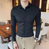 Men's Dress Shirts 2022 Fashion Spring Autumn Cotton Long Sleeve Shirt Solid Slim Fit Male Social Casual Business Korea Style D264